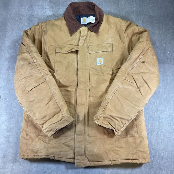 Carhartt Canvas Quilt Lined Chore Coat Size 48 Tall C03 Brown Jacket